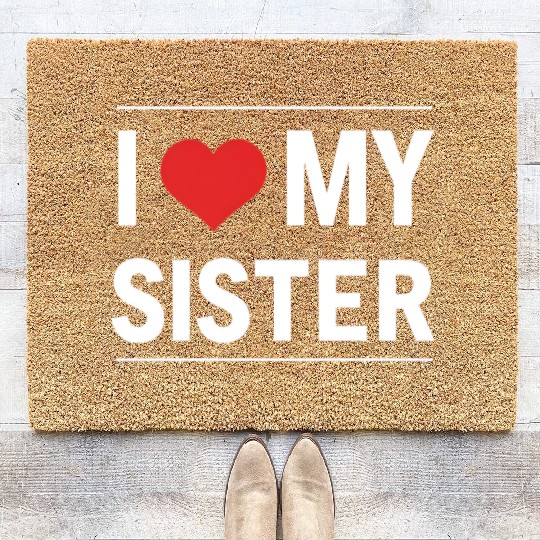 I Love My Sister Family Love Heart Gift Coir Doormats