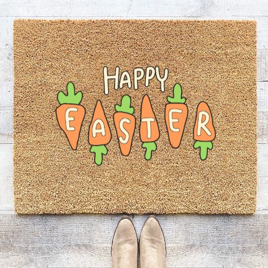 Happy Easter Cute Carrot Coir Doormats