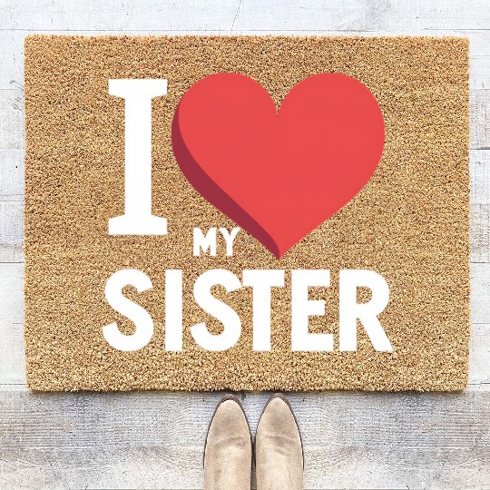 I Love My Sister Family Love Heart Gift Coir Doormats