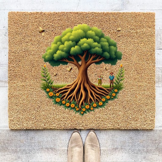 Tree of Life & Bees Coir Doormats