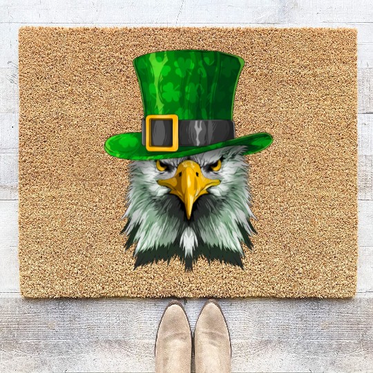 Lucky Bald Eagle St. Patrick’s Day – Irish Pride Coir Doormats