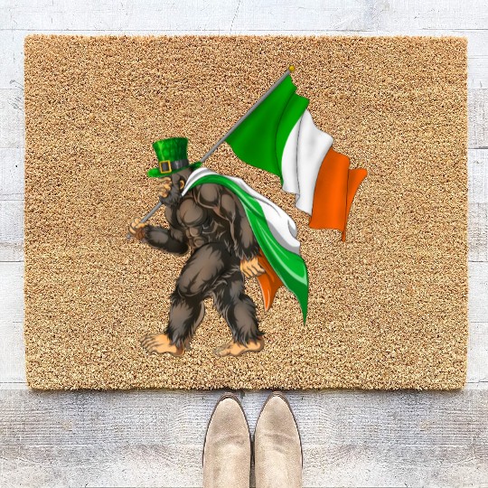 St. Patrick's Day Bigfoot Ireland Flag Coir Doormats