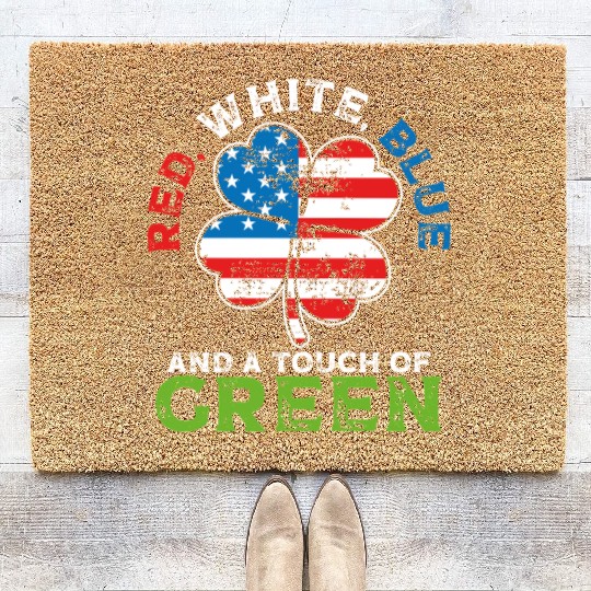 Red White Blue and a Touch of Green Irish USA Coir Doormats
