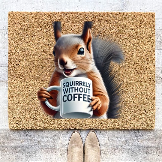 Sassy Squirrel Needs Coffee Coir Doormats