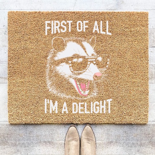 First of All, I'm a Delight – Funny Opossum Meme Coir Doormats