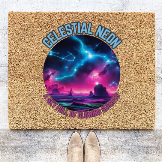 Celestial Neon - A sky full of glowing secrets Coir Doormats