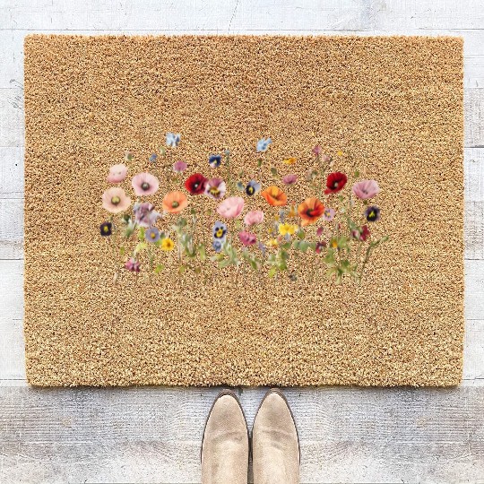 Wildflower Meadow – Natural Watercolor Blooms Coir Doormats