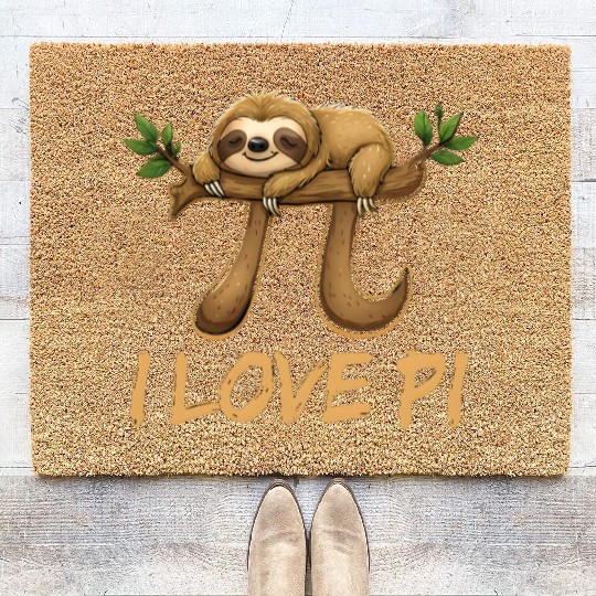 I Love Pi Cute Sloth Math Lover Pi Day Coir Doormats