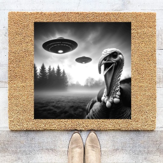 Turkey gobbler Farmer Thanksgiving Selfie UFOs Wei Coir Doormats