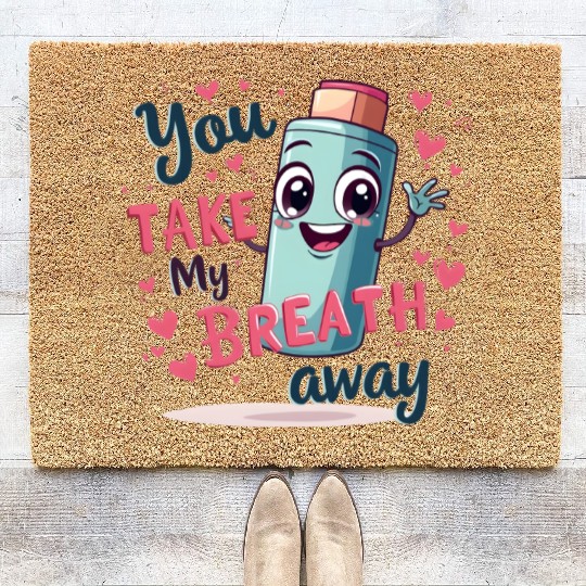 You Take My Breath Away Cute Inhaler Funny Cartoon Coir Doormats
