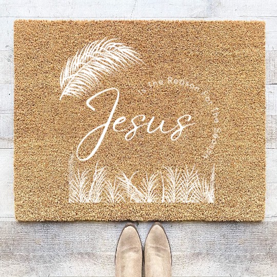 Jesus Is The Reason For The Season White Text Coir Doormats