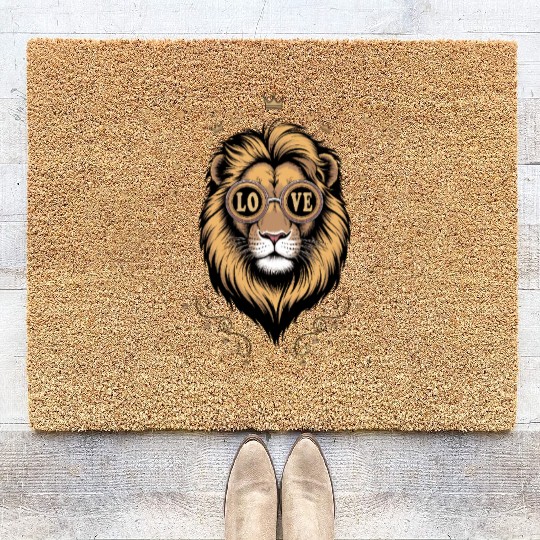 Royal Lion Love Art | Majestic Valentine Design Coir Doormats