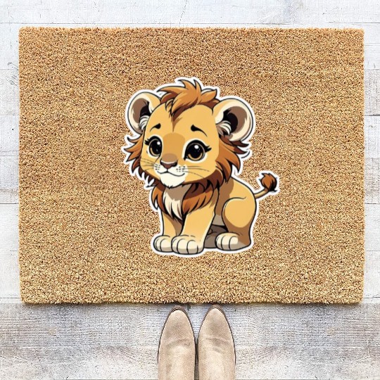 Lion Chibi-Style Sticker Coir Doormats