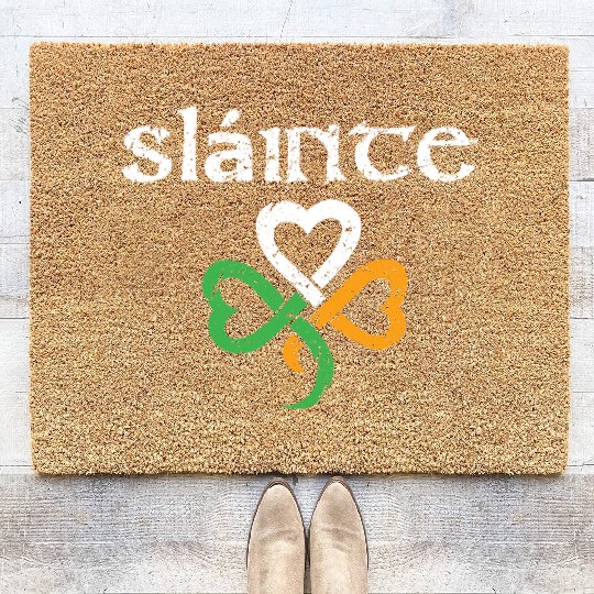 Slainte St Patricks Day Irish Cheers Good Health Coir Doormats