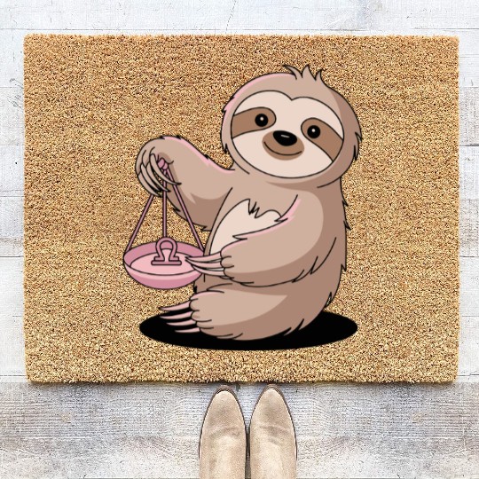 Charming Libra Zodiac Sloth With Balance Coir Doormats