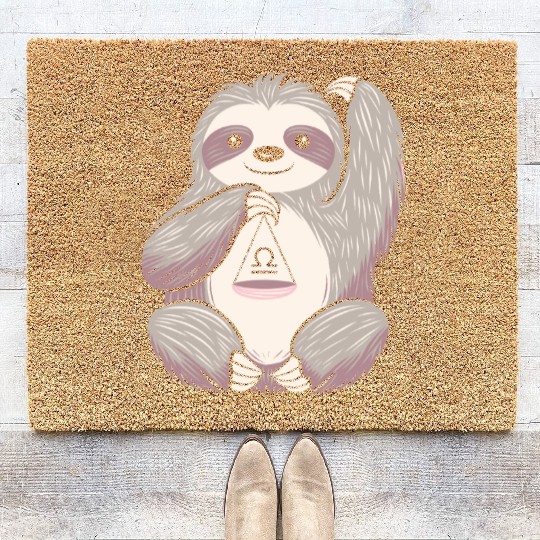 Libra Zodiac Sloth Balancing Symbol Charm Coir Doormats