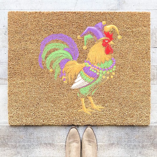 Chicken Beads Mardi Gras Carnival Farming Farmer Coir Doormats