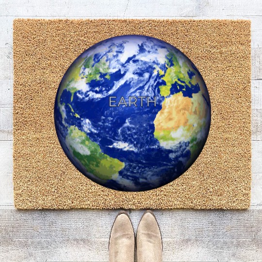 Planet Earth – Realistic Globe Environmental Art Coir Doormats