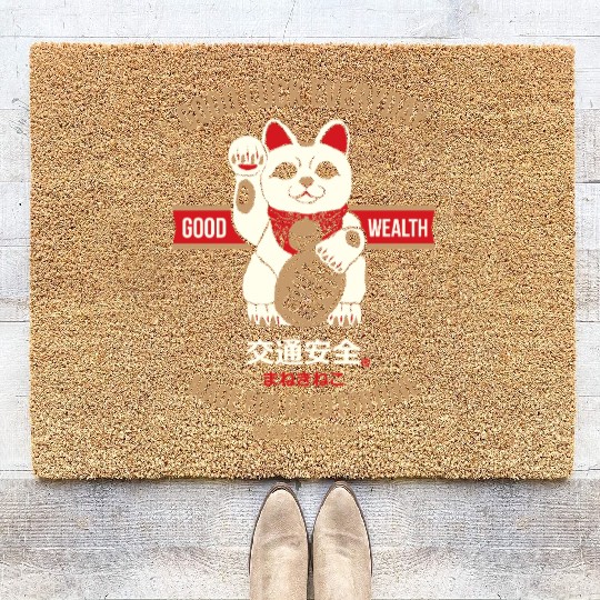 Maneki-neko (Lucky Cat) Coir Doormats
