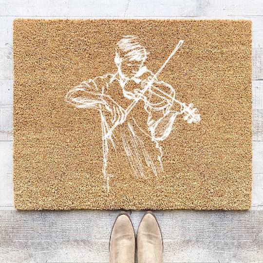Violin Boy Line Art Coir Doormats
