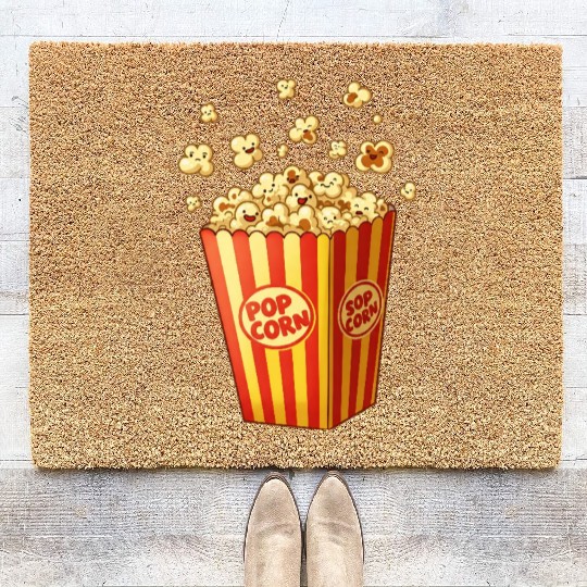 A popcorn box with little popcorn jumping out Coir Doormats