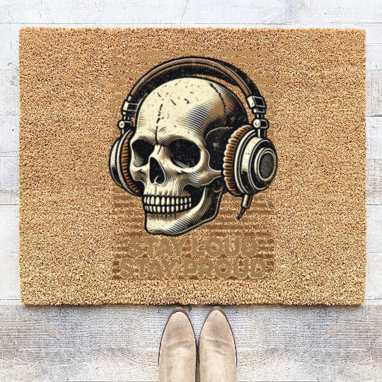 Stay Loud Stay Proud - Vintage Skull use Headphone Coir Doormats