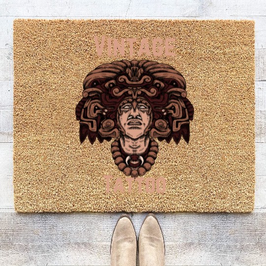 Vintage Tattoo Art – Aztec Warrior Design Coir Doormats