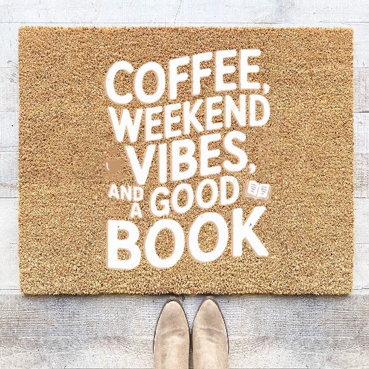Coffee, weekend vibes, and a good book Coir Doormats