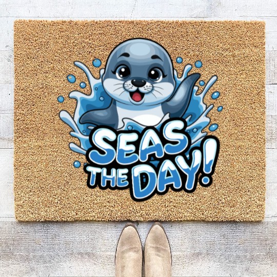 Seas The Day Seal Enthusiast Splash Vibes Coir Doormats