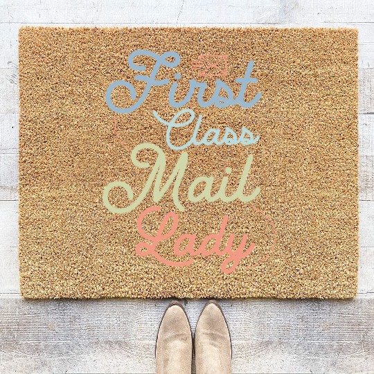 First Class Mail Lady Postal Worker Mail Coir Doormats