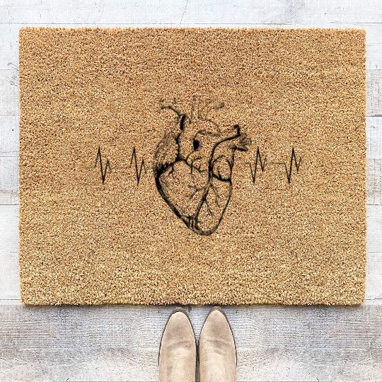 Anatomical Heartbeat – Life in Every Beat (white) Coir Doormats