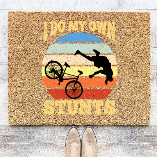 I Do My Own Stunts Mountain Bike Mtb Get Well Soon Coir Doormats