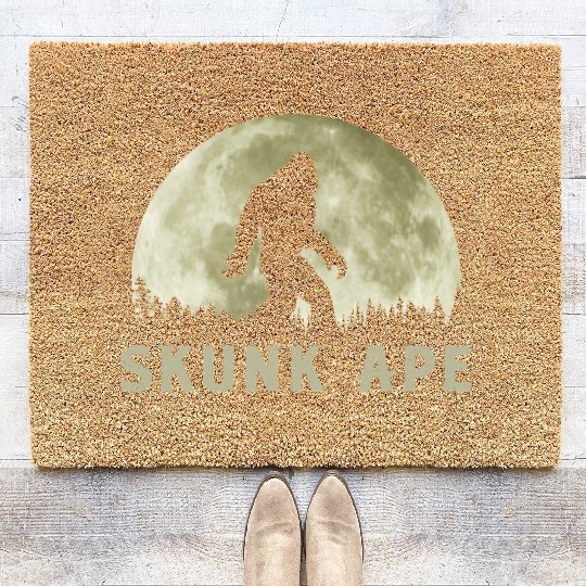 Skunk Ape Bigfoot Moon Silhouette Retro Believe Coir Doormats