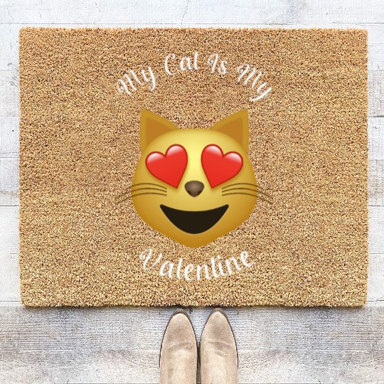 My Cat Is My Valentine Coir Doormats