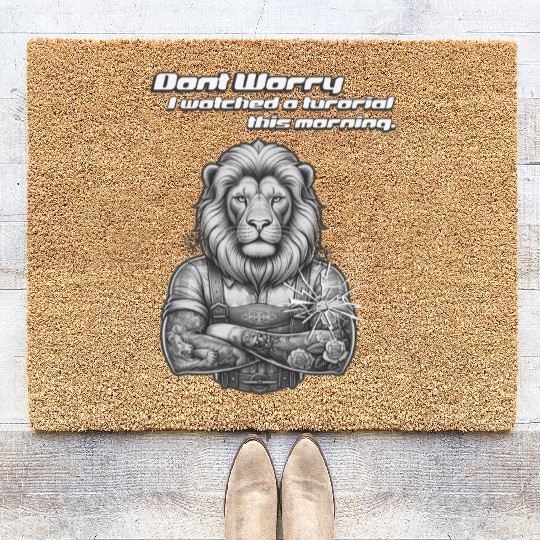 Fearless Tattooed Lion I Watched a tutorial Coir Doormats