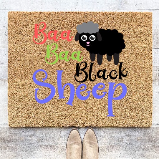 Baa Baa Black Sheep – Whimsical Nursery Rhyme Art Coir Doormats