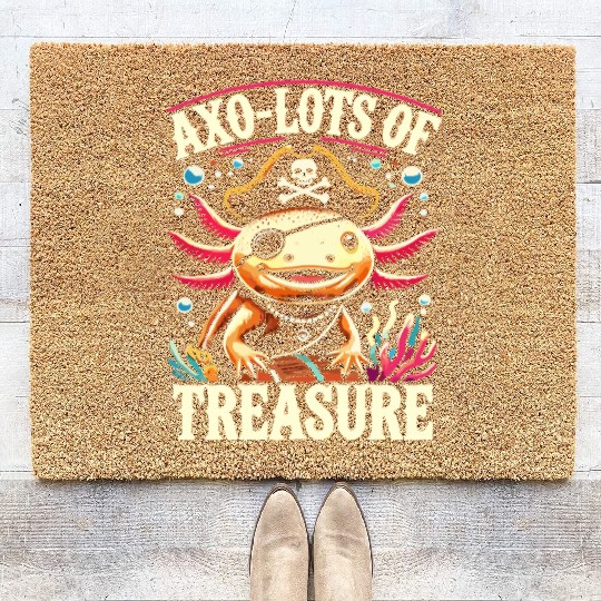 Treasure Hunting Adventure Pirate Axolotl Coir Doormats