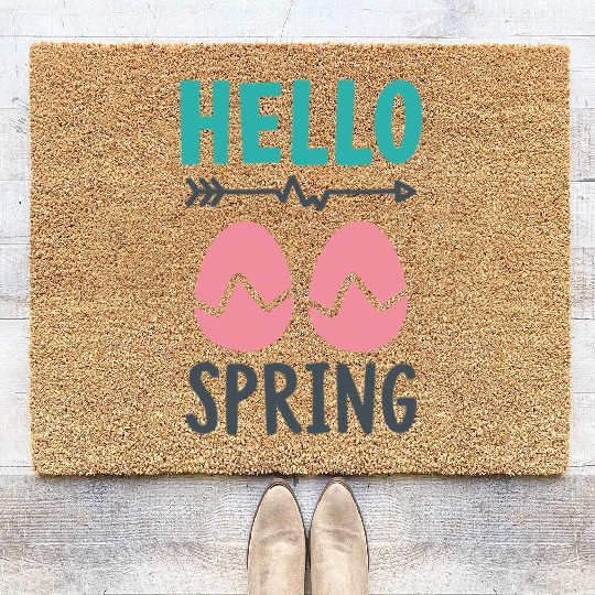 Hello Spring - Spring Design with Easter Eggs Coir Doormats