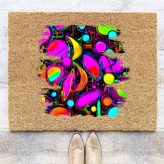 Neon Party Vintage Color Glow Coir Doormats