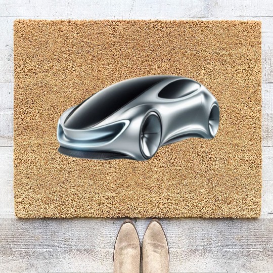 Silver and Black Futuristic Car Coir Doormats