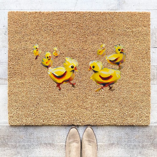 Panic of chickens Coir Doormats