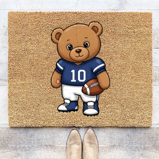 Teddy bear football player Coir Doormats