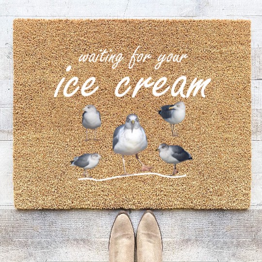 ice cream seagull sea sailing coast ocean Coir Doormats