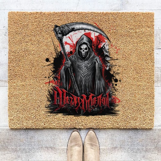 Heavy Metal Reaper with Scythe Graphic Coir Doormats