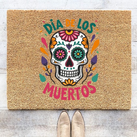 Mexico Día de los Muertos Skull Coir Doormats