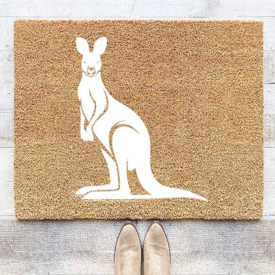 Marsupials Of The Wild Kangaroo Silhouette Coir Doormats