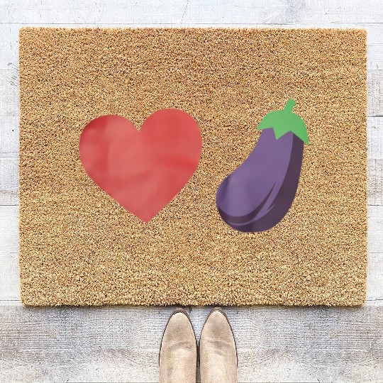 Love Eggplant Funny Gay LGBTQ Pride Coir Doormats