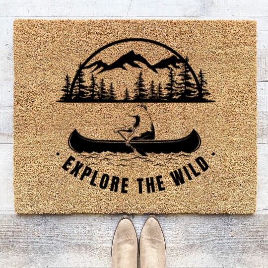 Explore the Wild | Forest Bear Canoe Adventure Coir Doormats