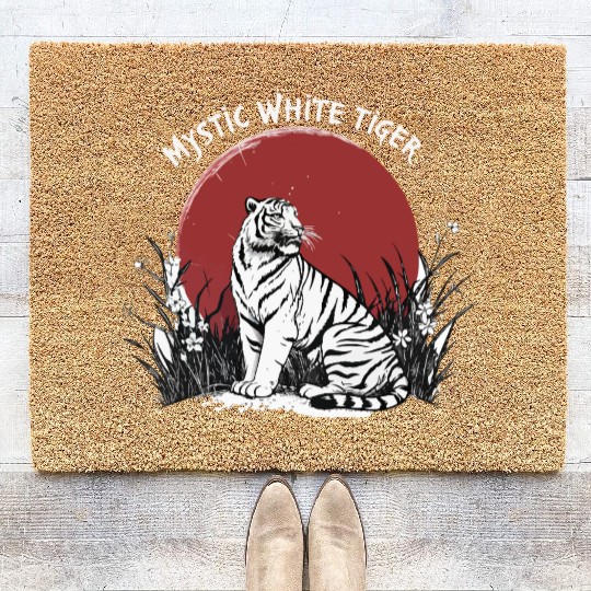 Majestic White Tiger – Unique Coir Doormats Design"
