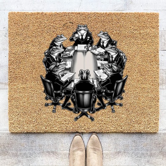 Frog Business Meeting Coir Doormats
